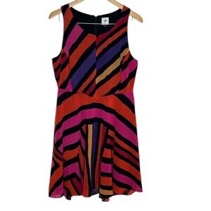 Cabi Fete Diagonal Striped Fit Flare Sleeveless Dress 4075 Women Size M